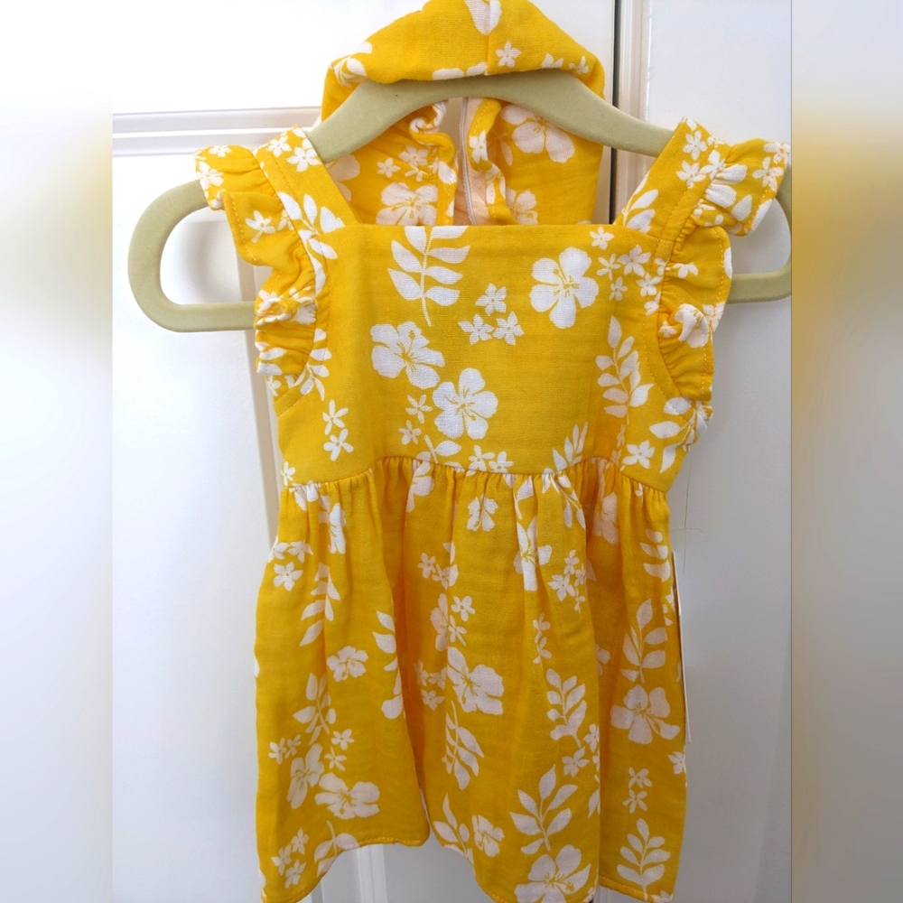 NWT Starting Out Baby Girl yellow & white floral print dress